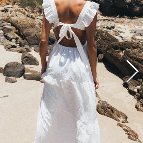 SMALL SNDYS PEACHES LINEN MAXI DRESS WHITE - Picture 2 of 3